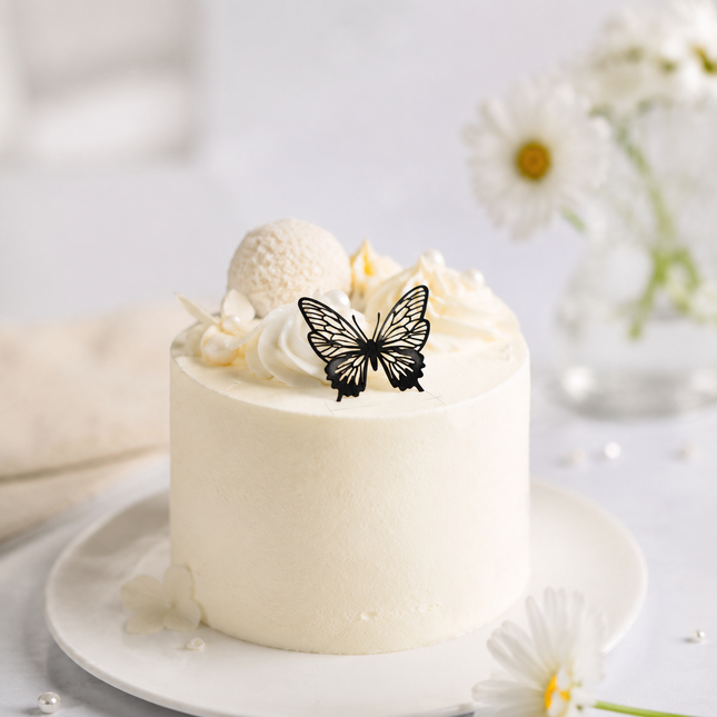 Black Butterfly Holographic Cake Stickers PET Seashell Gloss Butterfly Cake Decorations DIY Dessert – product detail