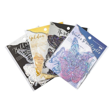 Black Butterfly Holographic Cake Stickers PET Seashell Gloss Butterfly Cake Decorations DIY Dessert Toppers Party Supplies 20pcs x 2 Packs