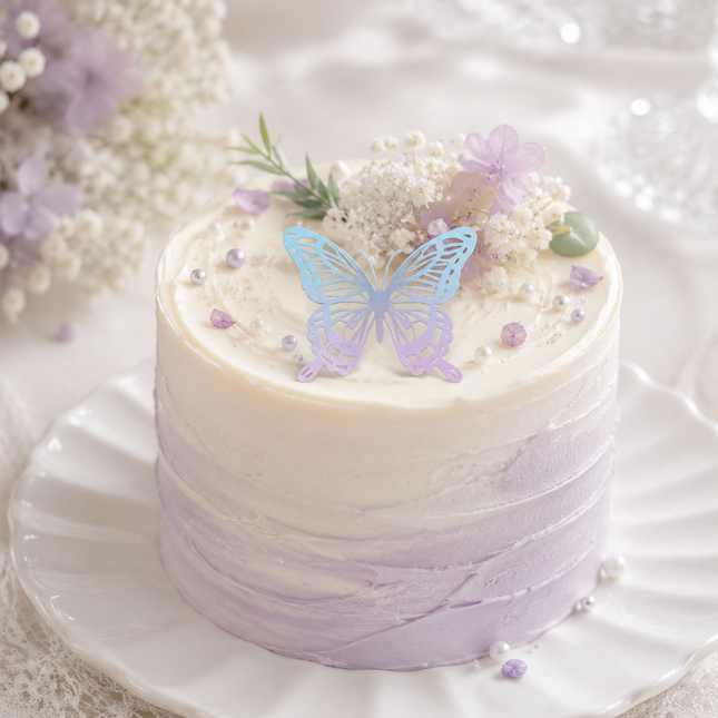 Color Butterfly Holographic Cake Stickers PET Seashell Gloss Butterfly Cake Decorations DIY Dessert – product detail