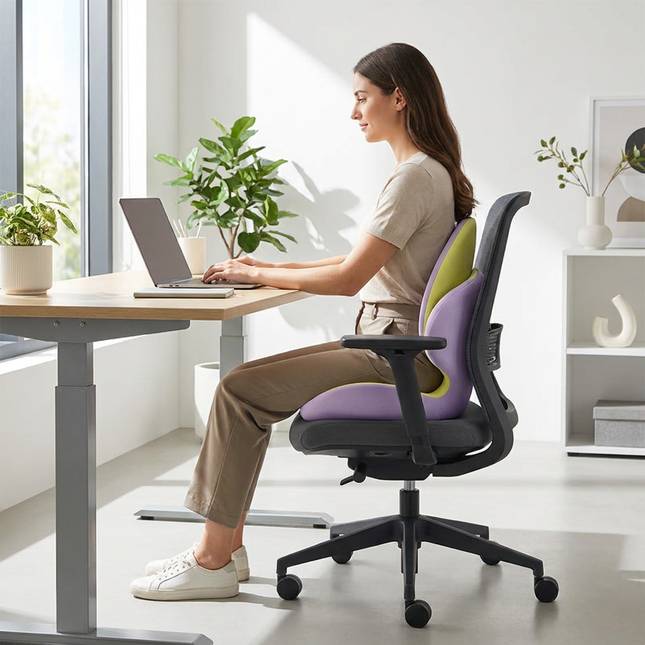 Purple Ergonomic Memory Foam Seat Cushion with Lumbar Support – product detail