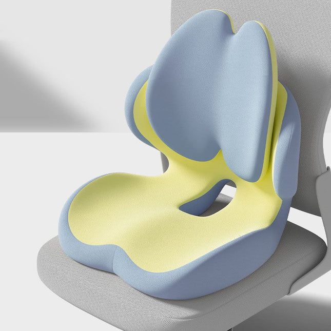 Blue Ergonomic Memory Foam Seat Cushion with Lumbar Support