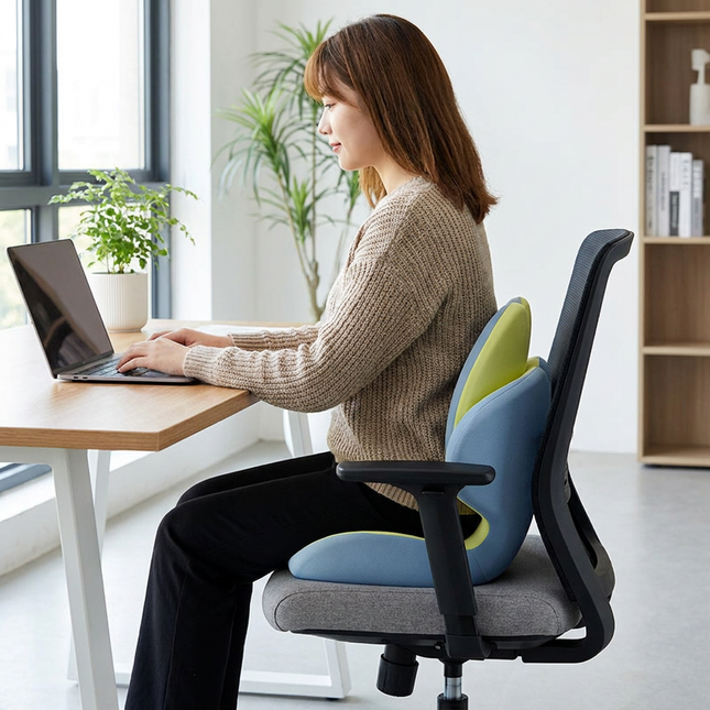 Blue Ergonomic Memory Foam Seat Cushion with Lumbar Support – product detail