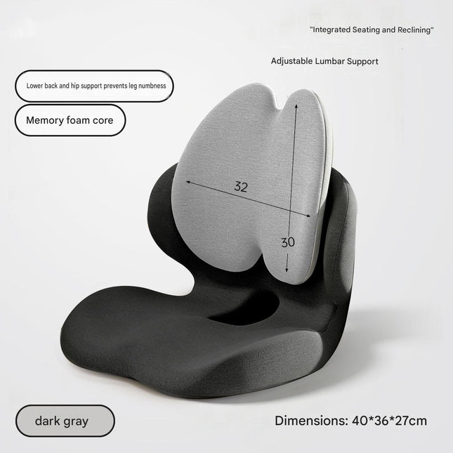 Black Ergonomic Memory Foam Seat Cushion with Lumbar Support