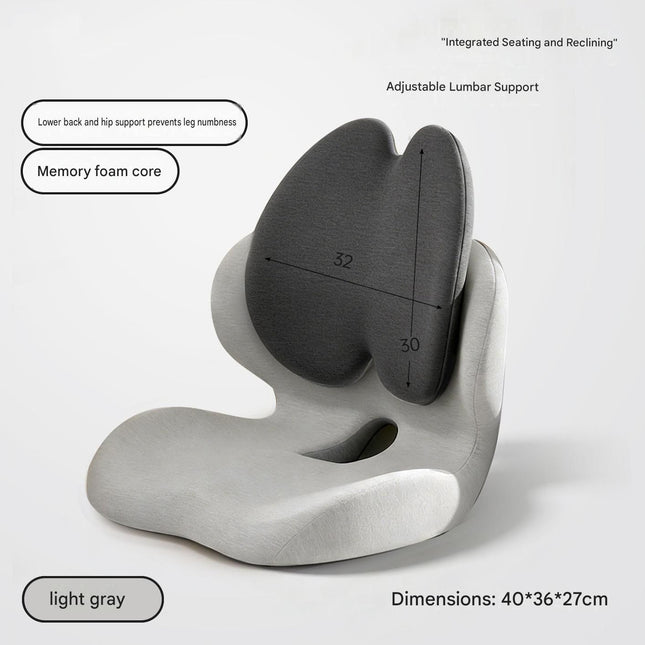 Gray Ergonomic Memory Foam Seat Cushion with Lumbar Support