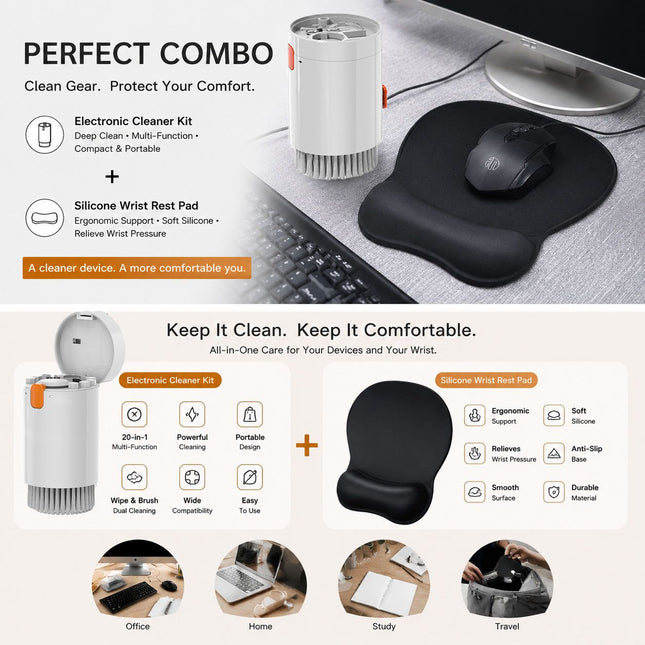 Black silicone wrist rest with 20-in-1 electronics cleaning V888-ELOSUNG54427