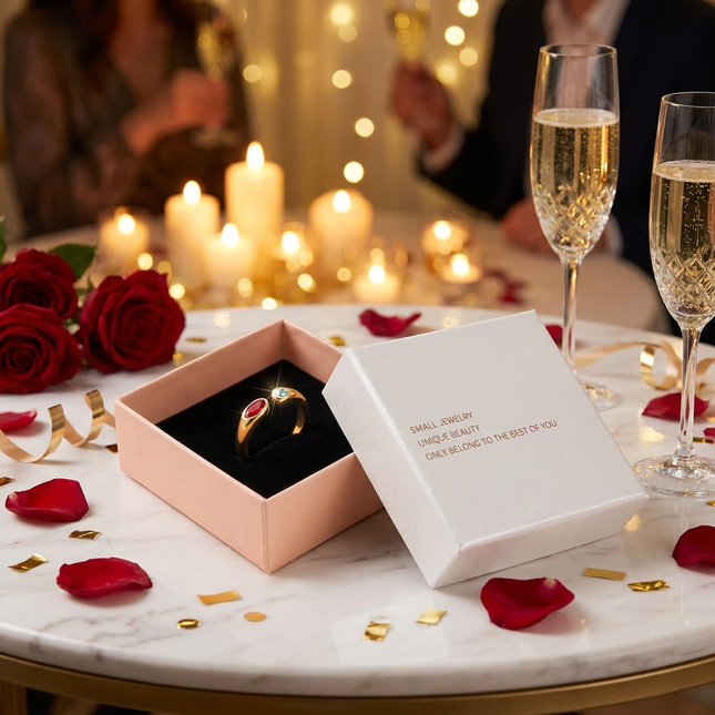 Adjustable Birthstone(January) Open Ring Set 18K Gold Plated Stainless Steel Minimalist Dainty