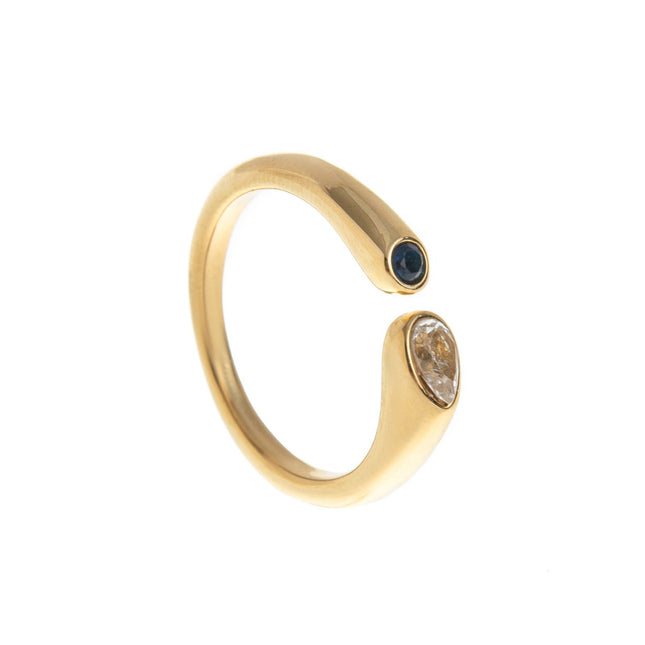 Adjustable Birthstone(April) Open Ring Set 18K Gold Plated Stainless Steel Minimalist Dainty – product detail