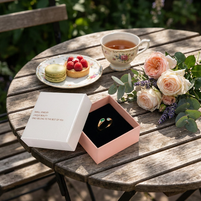 Adjustable Birthstone(May) Open Ring Set 18K Gold Plated Stainless Steel Minimalist Dainty – product detail