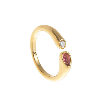 Adjustable Birthstone(July) Open Ring Set 18K Gold Plated Stainless Steel Minimalist Dainty – design and finish