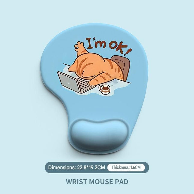 Ergonomic Gel Wrist Support Mouse Pad Cat pattern (I'm ok) Soft Silicone Wrist Rest Desk V888-ELOSUNG5446