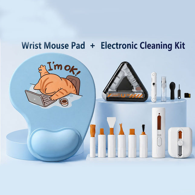 Wrist Support Mouse Pad and (Black) Desk Cleaning Kit Combo Set Ergonomic Gel Wrist Rest – product detail