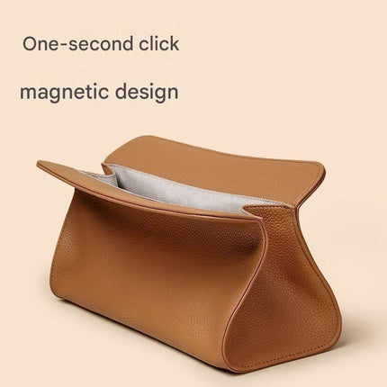 Brown Hair Dryer Storage Bag - Faux Leather Travel Organizer with Magnetic Closure, Waterproof Heat Resistant Pouch for Straighteners Curling Irons and Styling Tools