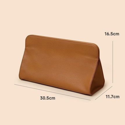 Brown Hair Dryer Storage Bag - Faux Leather Travel Organizer with Magnetic Closure, Waterproof Heat Resistant Pouch for Straighteners Curling Irons and Styling Tools