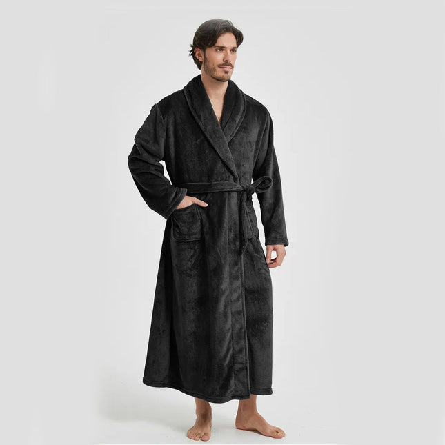 Men's Flannel Bathrobe Black XXL – product detail