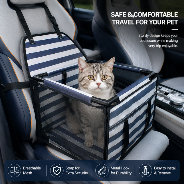 Pet Car Seat for Dogs and Cats Waterproof Mesh Booster Seat Carrier V888-ELOSUNG54512