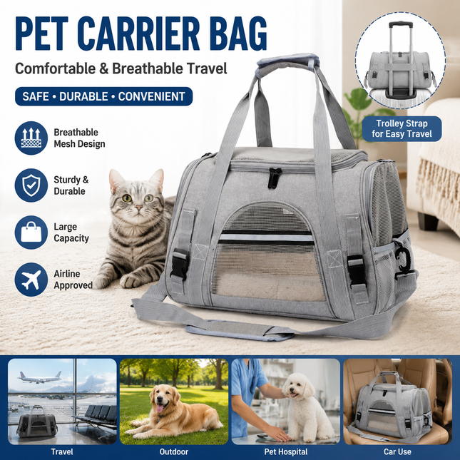 Grey Pet Carrier Bag