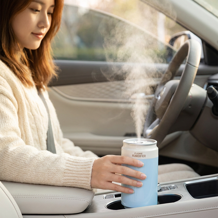 Blue USB Rechargeable Humidifier Aroma Diffuser Mini Can Mist Maker Portable Car Home Desktop Air Moisturizer with LED Light