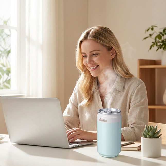 Green USB Rechargeable Humidifier Aroma Diffuser Mini Can Mist Maker Portable Car Home Desktop Air – product detail