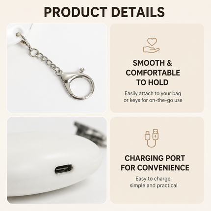 White Touch Activated Flower Keychain Light Cute Portable LED Night Light Keyring Mini Rechargeable – shape and profile