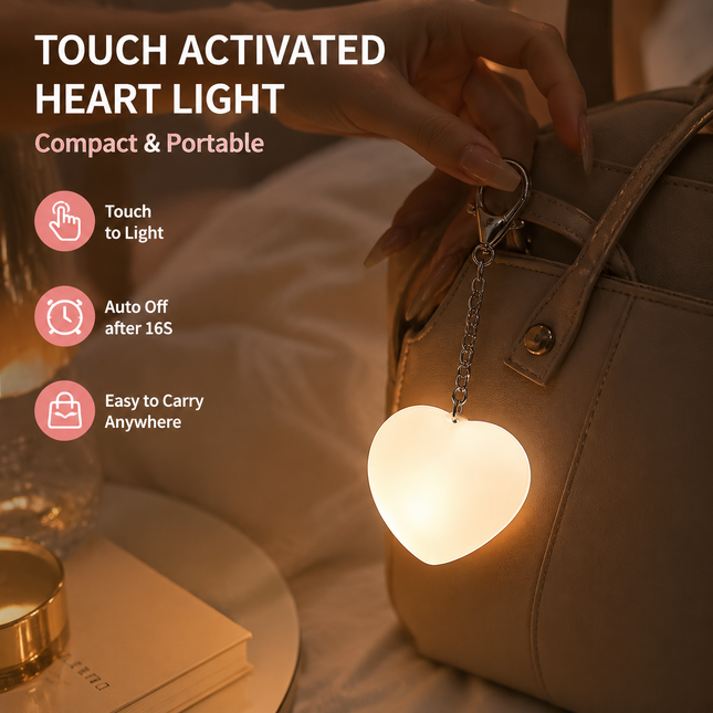 White Touch Activated Heart Keychain V888-ELOSUNG54578