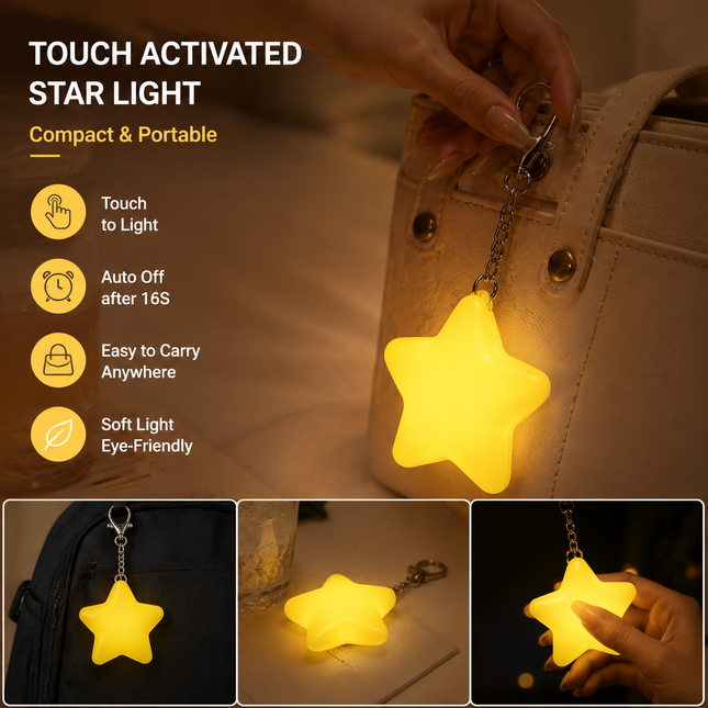 Yellow Touch Activated Star Keychain V888-ELOSUNG54582