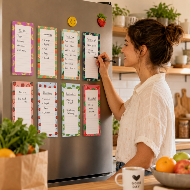 8 Pack Fruit Magnetic Notepads for Fridge(Type A) Cute Shopping List Planner Memo Pads with – product detail