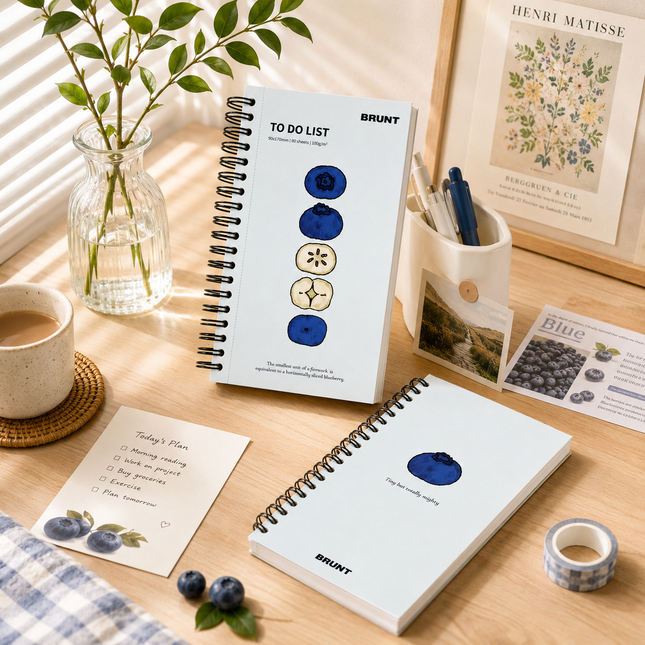 Fruit Series To Do List Notebook (Blueberry) Spiral Bound Journal with Cute Fruit Cover 80 – product detail