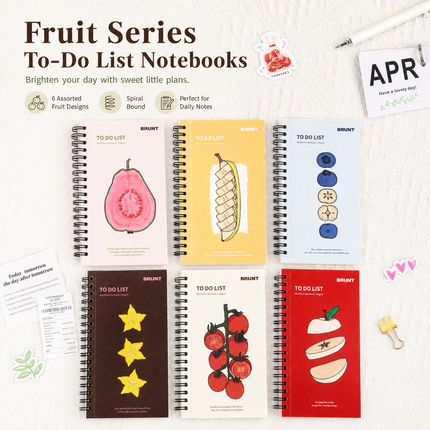Fruit Series To Do List Notebook (Blueberry) – Spiral Bound Journal with Cute Fruit Cover, 80 Sheets, Portable Planner for Daily Notes, Study, Office and Personal Organisation