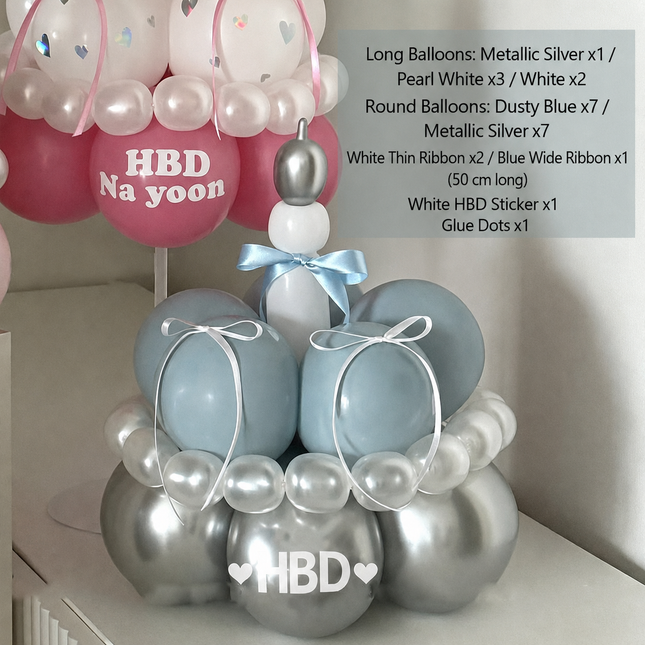 Birthday Cake Balloon Garland Kit (Blue Material kit) DIY Party Decoration Set with HBD Balloons – product detail