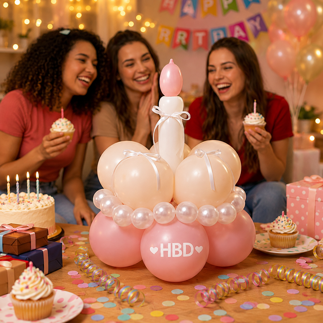 Birthday Cake Balloon Garland Kit (Pink Material kit) DIY Party Decoration Set with HBD Balloons – product detail