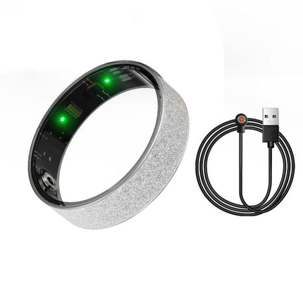 Smart Ring Size 8 (Silver) Frosted Silver Wellness Tracker with Heart Rate Blood Oxygen Sleep – product features