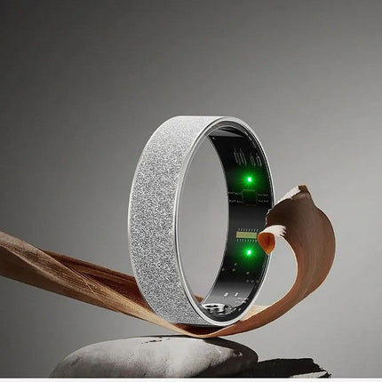 Smart Ring Size 8 (Silver) Frosted Silver Wellness Tracker with Heart Rate Blood Oxygen Sleep – hardware detail