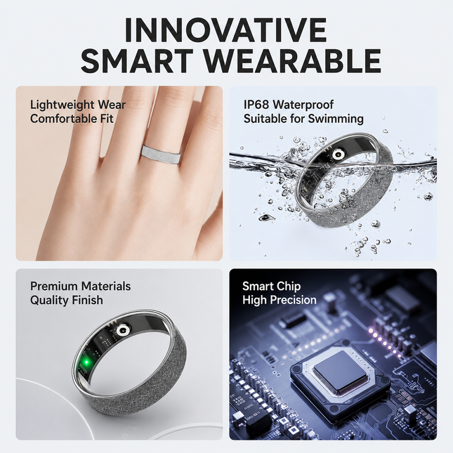 Smart Ring Size 12 (Silver) Frosted Silver Wellness Tracker with Heart Rate Blood Oxygen Sleep – product detail