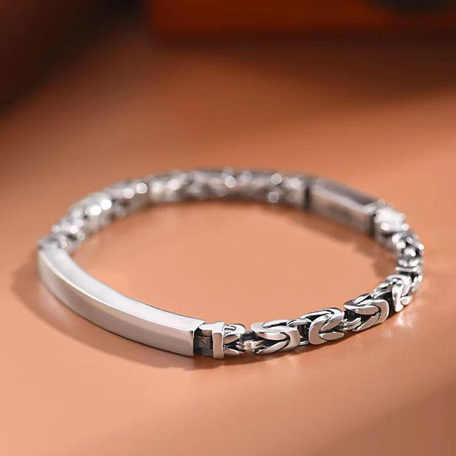 Men's Stainless Steel Byzantine Link Bracelet 20cm (7.87in) Vintage Woven Chain Bangle Minimalist – product detail