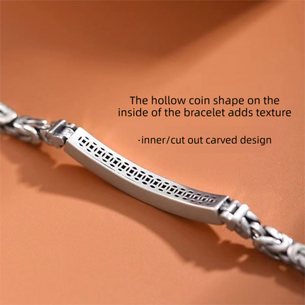 Men's Stainless Steel Byzantine Link Bracelet 20cm (7.87in) – Vintage Woven Chain Bangle, Minimalist ID Plate, Secure Clasp, Everyday Casual, Business, Anniversary Gift