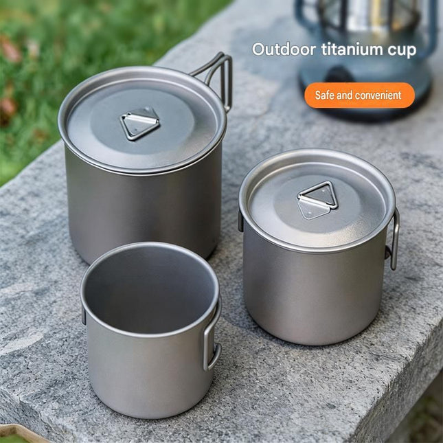 Camping Mug 350ml (11.83oz) with Lid Ultra Lightweight Titanium Coffee Cup Foldable Handle Outdoor – product detail