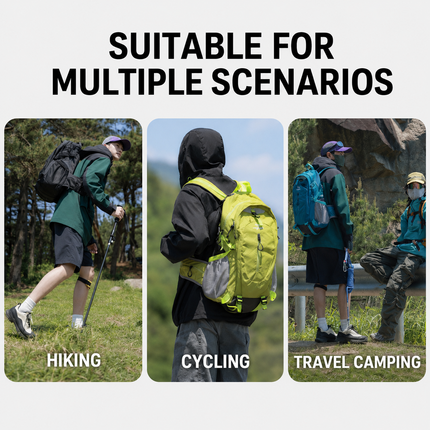 Gray Hiking Backpack with 5 Carabiners Included – Lightweight Waterproof Outdoor Daypack for Men and Women, Breathable Cycling Hiking Trekking Camping Travel Backpack