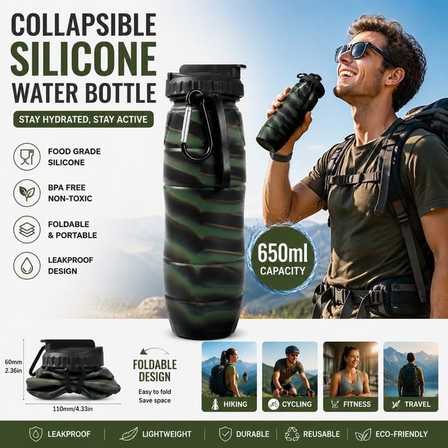 Camouflage green Collapsible Silicone Water V888-ELOSUNG54685