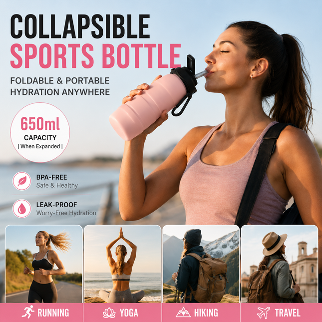 Pink Collapsible Silicone Water V888-ELOSUNG54686