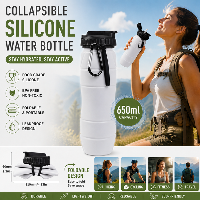 Gray Collapsible Silicone Water V888-ELOSUNG54687