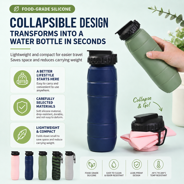 Gray Collapsible Silicone Water – product detail