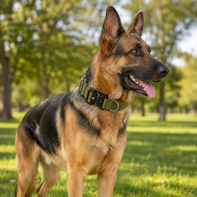 Green Tactical Dog Collar for Large Dogs (XL size)- Wide Padded Nylon Collar with Quick – product detail