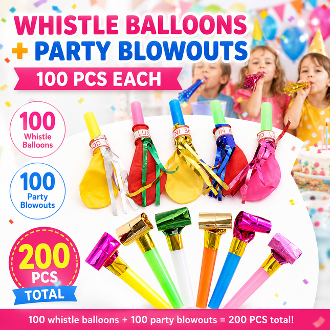 200 Piece Party Whistle and Blowout V888-ELOSUNG54716