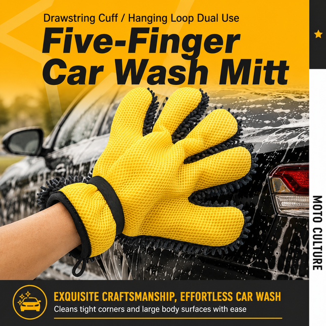 Five Finger Car Wash Glove Chenille Microfiber Cleaning Mitt Soft Scratch-Free Auto Wash Glove – product detail