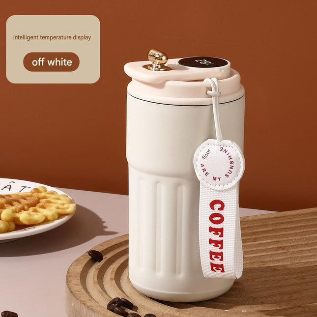 Smart Coffee Tumbler(White lid) 450ml Vacuum Insulated Travel Mugwith Temperature Display – product detail