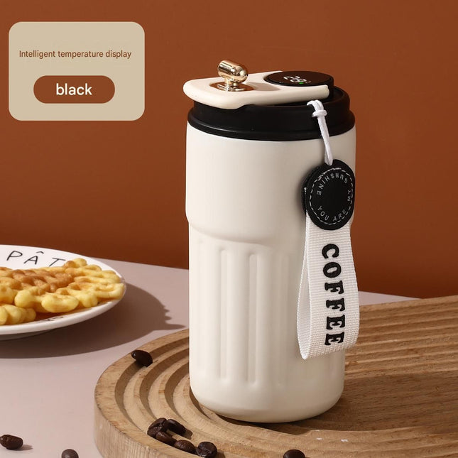 Smart Coffee Tumbler(Black lid) 450ml Vacuum Insulated Travel Mugwith Temperature Display – product detail