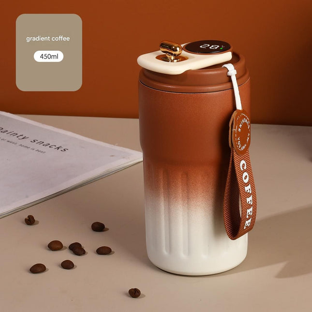 Smart Coffee Tumbler(Gradient brown) 450ml Vacuum Insulated Travel Mugwith Temperature Display – product detail