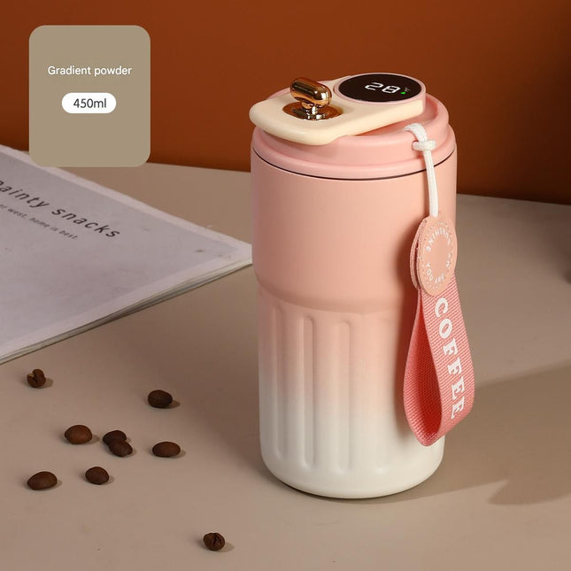 Smart Coffee Tumbler(Gradient Pink) 450ml Vacuum Insulated Travel Mugwith Temperature Display – product detail