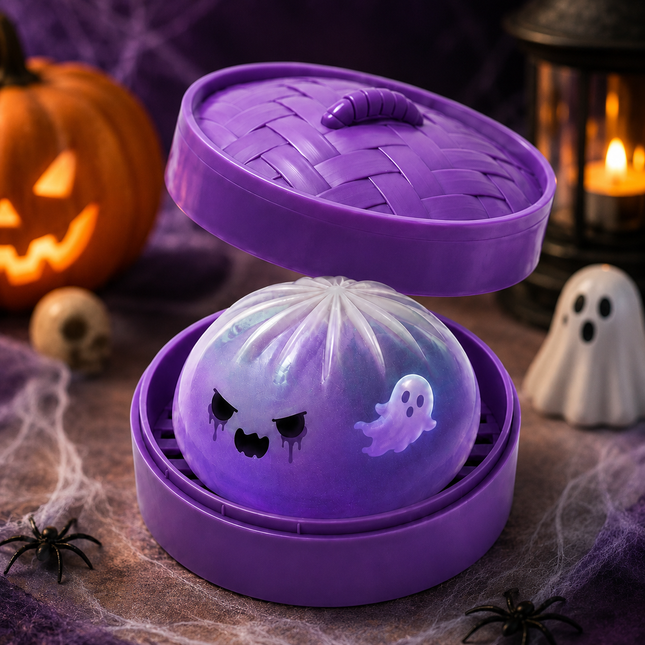 (Purple Ghost Buns) Halloween Slow-Rebound Soft Mini Bread Toy 8.5cm Stress-Relieving Squeeze Toy – product detail
