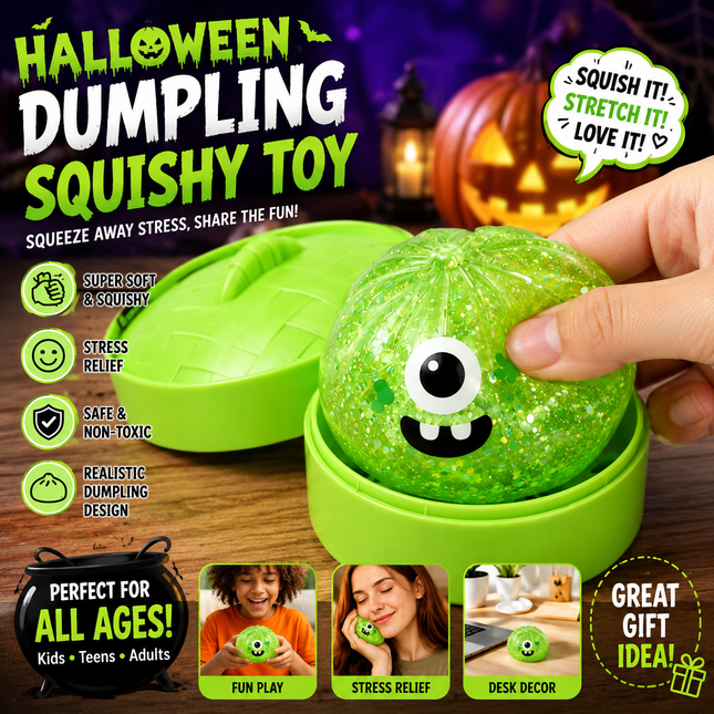 (Green Monster Buns) Halloween Slow-Rebound Soft Mini Bread Toy 8.5cm Stress-Relieving Squeeze Toy